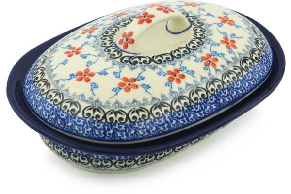 Bakers | Ceramika Artystyczna Baker with Cover 8" Floral Lattice Bakers Bakers