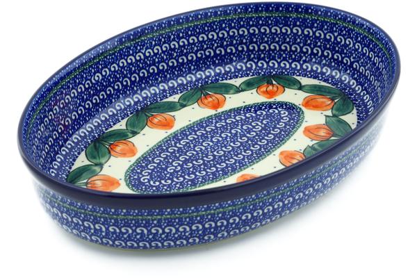 Bakers | Ceramika Artystyczna Oval Baker 12" Red Tulip Circle UNIKAT Bakers Bakers