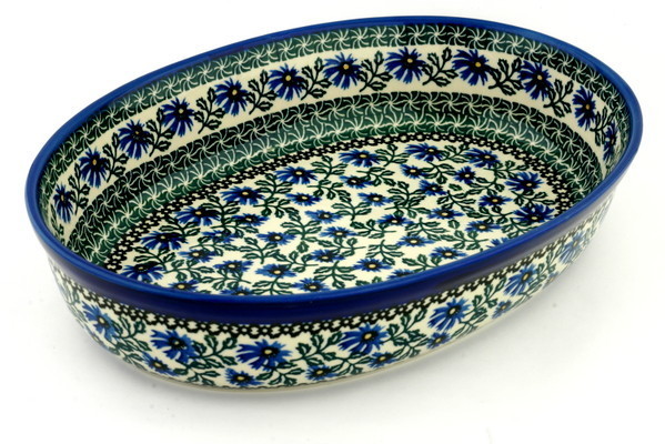 Bakers | Ceramika Artystyczna Oval Baker 14" Blue Chicory Bakers Bakers