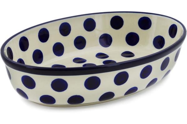 Bakers | Ceramika Artystyczna Oval Baker 9" Bold Blue Dots Bakers Bakers