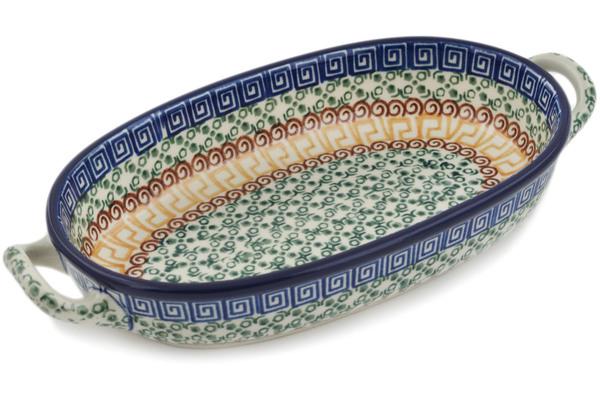 Bakers | Ceramika Artystyczna Oval Baker with Handles 8-inch Grecian Sea Bakers Bakers