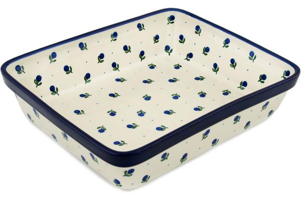 Bakers | Ceramika Artystyczna Rectangular Baker 12" Blue Buds Bakers Bakers