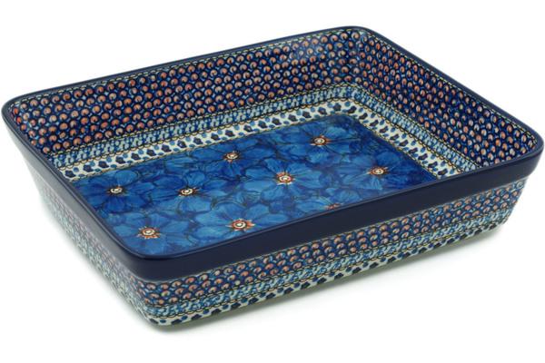 Bakers | Ceramika Artystyczna Rectangular Baker 12" Cobalt Poppies UNIKAT Bakers Bakers