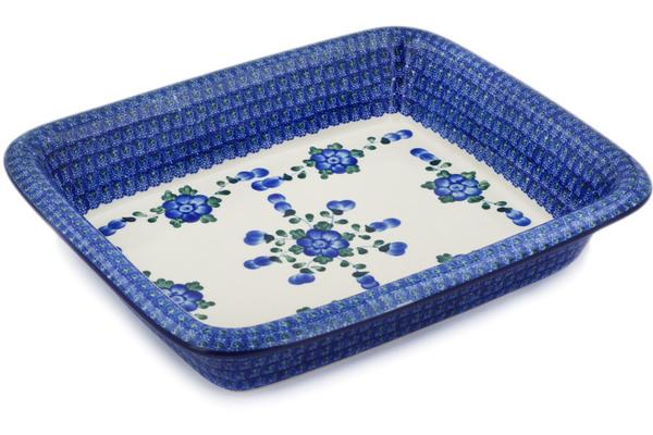 Bakers | Ceramika Artystyczna Rectangular Baker 14" Blue Poppies Bakers Bakers