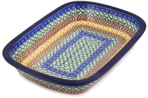 Bakers | Ceramika Artystyczna Rectangular Baker with Grip Lip 12-inch Grecian Sea Bakers Bakers