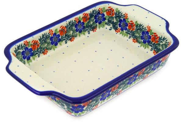 Bakers | Ceramika Artystyczna Rectangular Baker with Handles 9" Polish Wreath Bakers Bakers