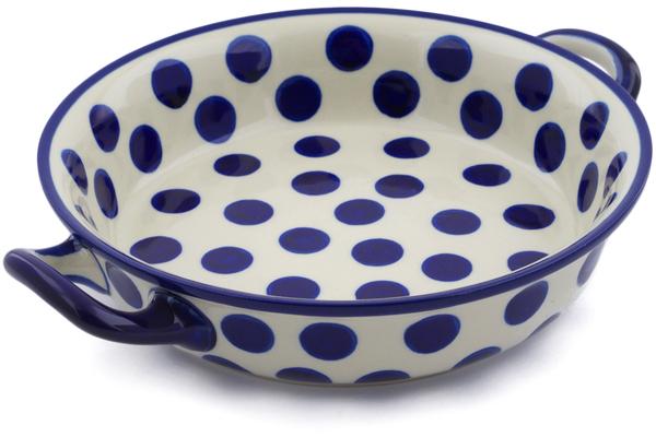 Bakers | Ceramika Artystyczna Round Baker with Handles Medium Bold Blue Dots Bakers Bakers