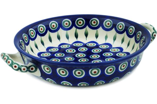 Bakers | Ceramika Artystyczna Round Baker with Handles Medium Peacock Leaves Bakers Bakers