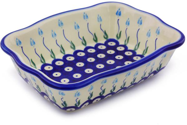 Bakers | Ceramika Bona Rectangular Baker 8" Peacock Tulip Garden Bakers Bakers