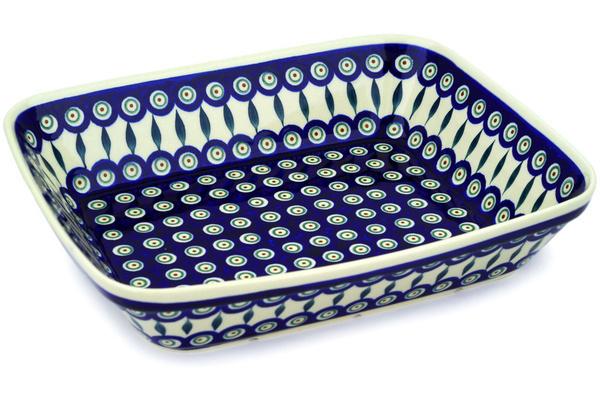 Bakers | Zaklady Ceramiczne Rectangular Baker 13" Peacock Leaves Bakers Bakers