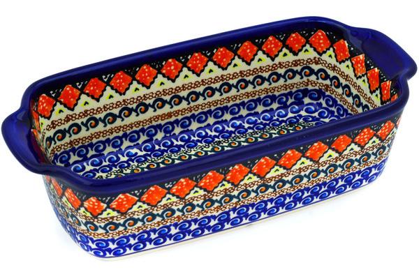 Bakers | Zaklady Ceramiczne Rectangular Baker with Handles 10" Coral Diamonds UNIKAT Bakers Bakers