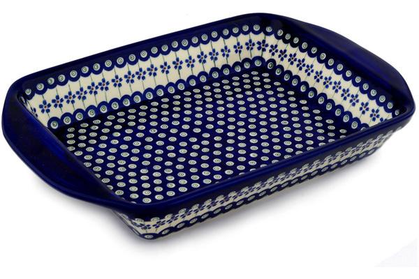 Bakers | Zaklady Ceramiczne Rectangular Baker with Handles 16" Flowering Peacock Bakers Bakers