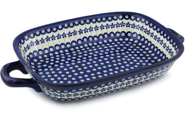 Bakers | Zaklady Ceramiczne Rectangular Baker with Handles 18" Flowering Peacock Bakers