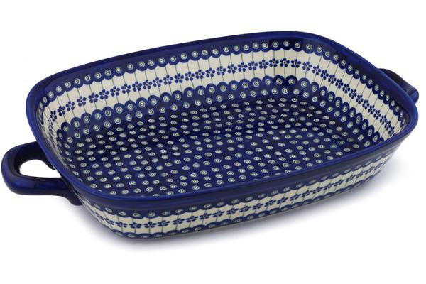 Bakers | Zaklady Ceramiczne Rectangular Baker with Handles 19" Flowering Peacock Bakers Bakers