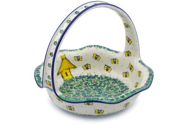 Baskets | Ceramika Artystyczna Basket with Handle 11" Bee Happy UNIKAT Baskets Baskets