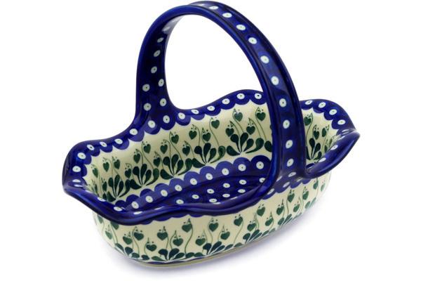 Baskets | Ceramika Artystyczna Basket with Handle 11" Bleeding Heart Peacock Bowls & Baskets Baskets