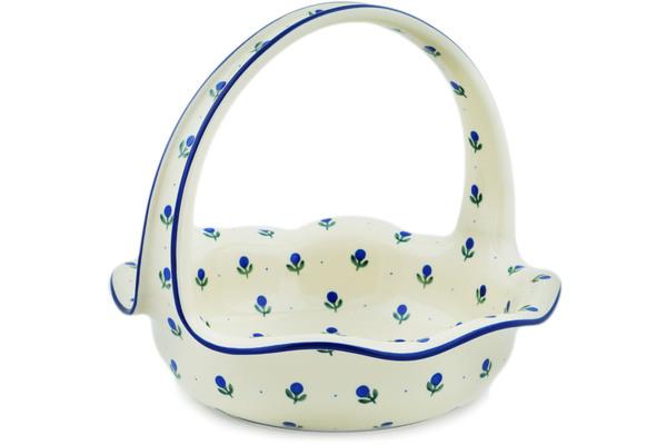 Baskets | Ceramika Artystyczna Basket with Handle 11" Blue Buds Baskets Baskets