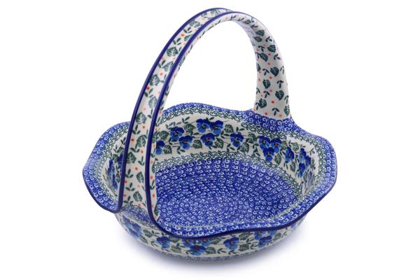 Baskets | Ceramika Artystyczna Basket with Handle 11" Blue Pansy Baskets Baskets