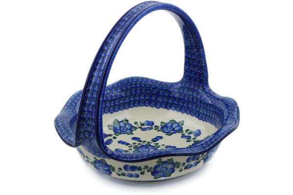 Baskets | Ceramika Artystyczna Basket with Handle 11" Blue Poppies Baskets Baskets