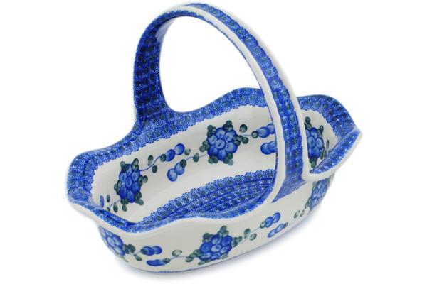 Baskets | Ceramika Artystyczna Basket with Handle 11" Blue Poppies Baskets Baskets