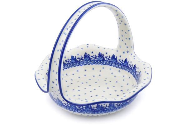 Baskets | Ceramika Artystyczna Basket with Handle 11" Blue Winter Baskets Baskets