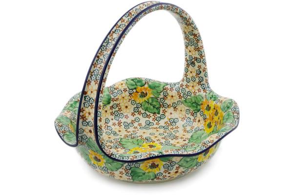 Baskets | Ceramika Artystyczna Basket with Handle 11" Country Sunflower UNIKAT Baskets Baskets