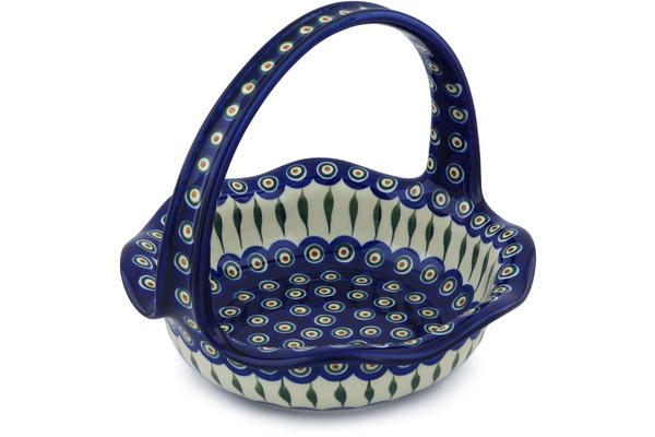 Baskets | Ceramika Artystyczna Basket with Handle 11" Peacock Leaves Baskets Baskets