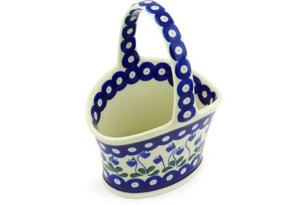 Baskets | Ceramika Artystyczna Basket with Handle 7" Bleeding Heart Peacock Baskets Baskets