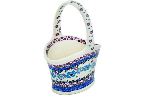 Baskets | Ceramika Artystyczna Basket with Handle 7" Blooming Blues Baskets Baskets