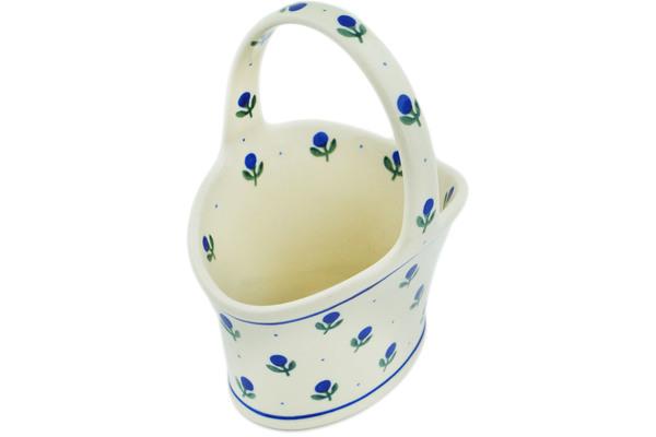 Baskets | Ceramika Artystyczna Basket with Handle 7" Blue Buds Baskets Baskets