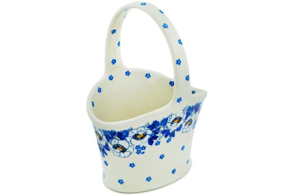 Baskets | Ceramika Artystyczna Basket with Handle 7" Blue Spring Baskets Baskets