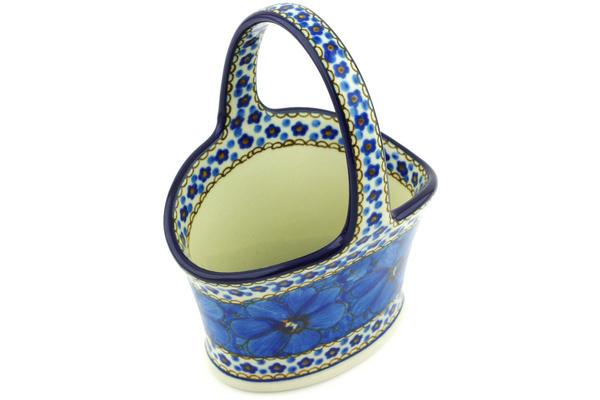 Baskets | Ceramika Artystyczna Basket with Handle 7" Cobalt Poppies UNIKAT Baskets Baskets