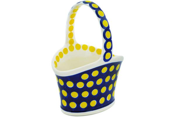 Baskets | Ceramika Artystyczna Basket with Handle 7" Yellow Dots Baskets Baskets