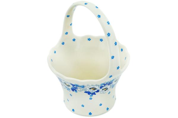 Baskets | Ceramika Artystyczna Basket with Handle 8" Blue Spring Baskets Baskets