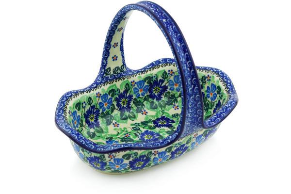 Baskets | Ceramika Artystyczna Basket with Handle 8" Morning Glory Wreath UNIKAT Baskets Baskets