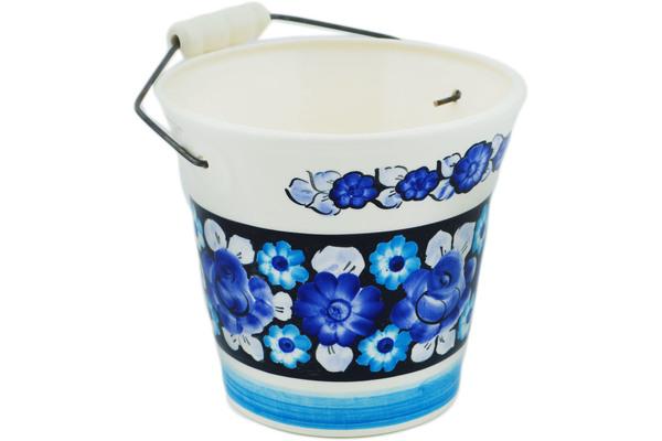 Baskets | Fajans Wloclawek Basket with Handle 9" Cobalt Flowers Baskets Baskets