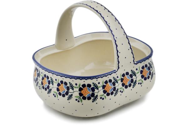 Baskets | Manufaktura Basket with Handle 10" Orange And Blue Flower Baskets Baskets