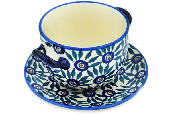 Bouillon Cups | Manufaktura Bouillon Cup 17 oz Peacock Train UNIKAT Bouillon Cups Bouillon Cups