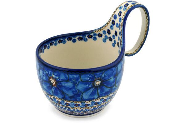 Bowls | Ceramika Artystyczna Bowl with Loop Handle 16 oz Cobalt Poppies UNIKAT Bowls Bowls