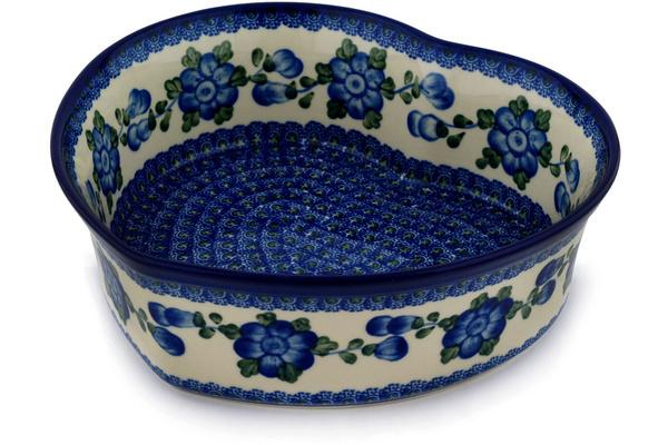 Bowls | Ceramika Artystyczna Heart Shaped Bowl 10" Blue Poppies Bowls Bowls