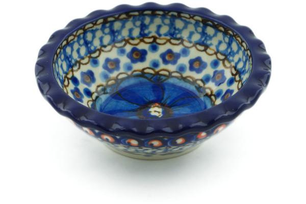 Bowls | Ceramika Artystyczna Scalloped Bowl 3" Cobalt Poppies UNIKAT Bowls Bowls