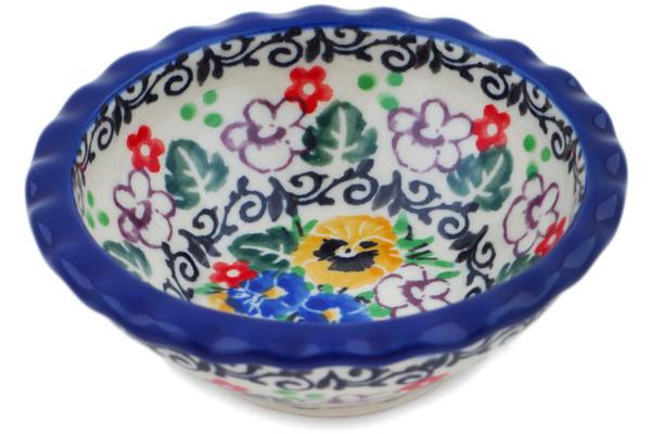 Bowls | Ceramika Artystyczna Scalloped Bowl 3" Pansy Garden UNIKAT Bowls Bowls