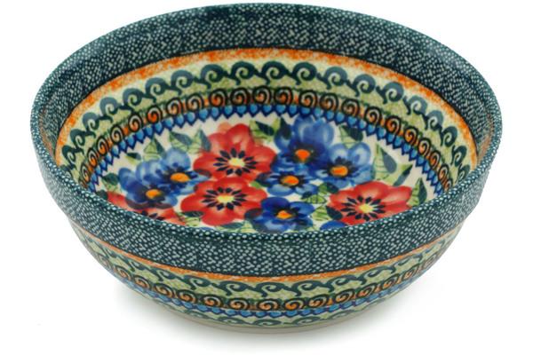 Bowls | Zaklady Ceramiczne Bowl 7" Blue And Red Poppies UNIKAT Bowls Bowls