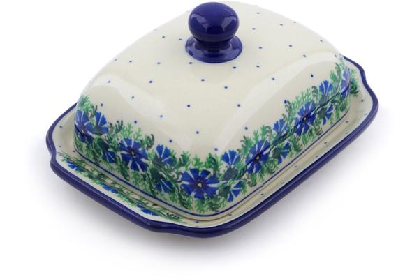 Butter Dishes | Ceramika Artystyczna Butter Dish 7" Blue Bell Wreath Butter Dishes Butter Dishes