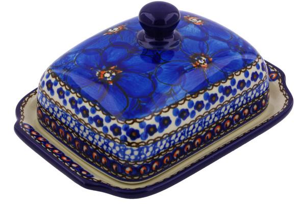 Butter Dishes | Ceramika Artystyczna Butter Dish 7" Cobalt Poppies UNIKAT Butter Dishes Butter Dishes