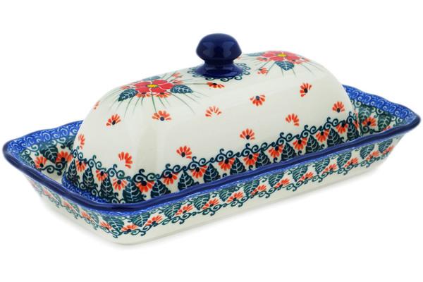 Butter Dishes | Ceramika Artystyczna Butter Dish 9" Pink Forget Me Not UNIKAT Butter Dishes Butter Dishes