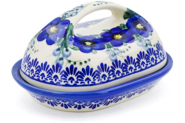 Butter Dishes | Ceramika Bona Butter Dish 7" Blue Wildflower UNIKAT Butter Dishes Butter Dishes