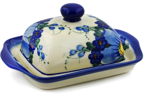 Butter Dishes | Ceramika Bona Butter Dish 7" Himalayan Blue Poppy UNIKAT Butter Dishes Butter Dishes