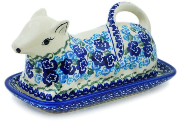 Butter Dishes | Ceramika Bona Butter Dish 8" Blue Kiss Blooms Butter Dishes Butter Dishes