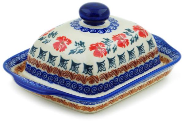 Butter Dishes | Ceramika Bona Butter Dish 8" Red Cornflower Butter Dishes Butter Dishes